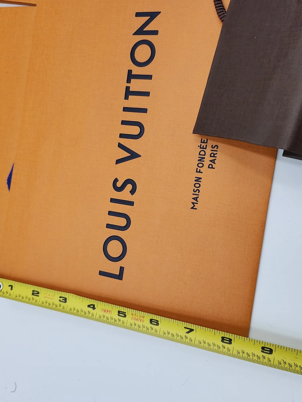 Lot of 5 authentic orange brown Louis Vuitton paper shopping gift medium
